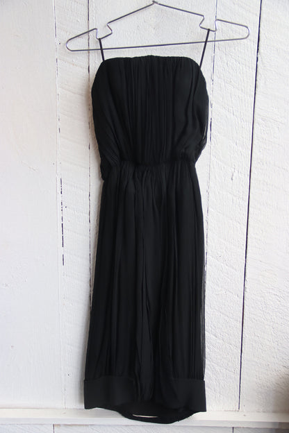 1960s Vintage Black Silk Dress - as is