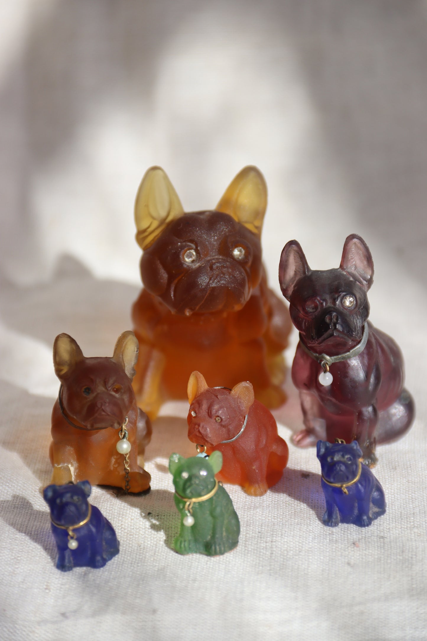 Antique Chzech Glass Bulldogs