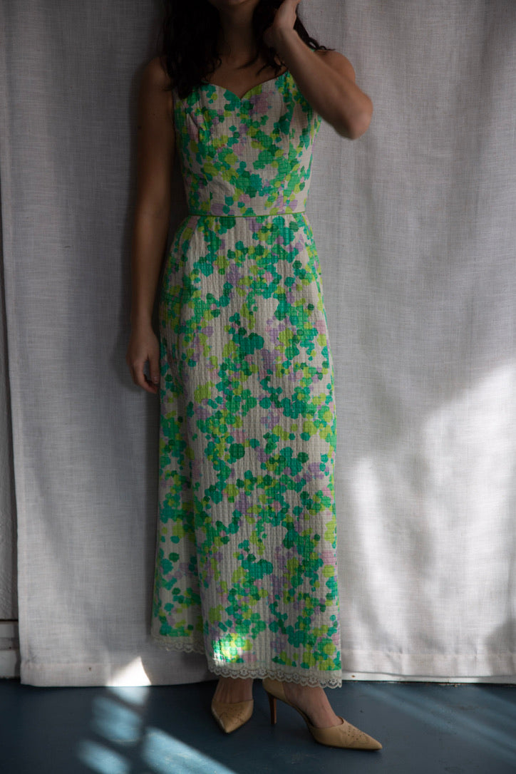 Harold Grant Green Quilt Maxi Dress - 1970s