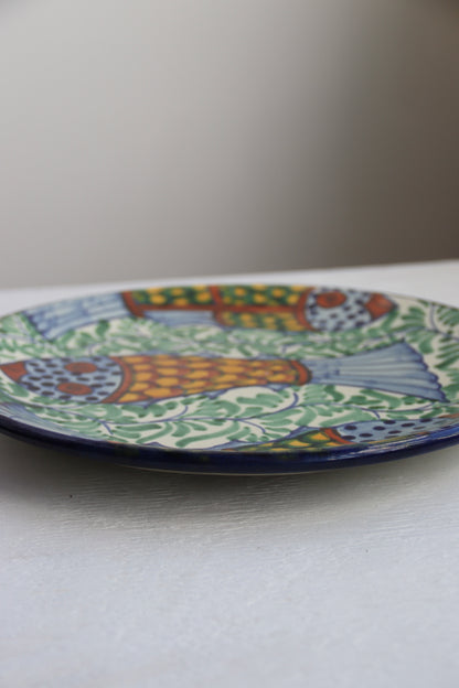 Mexican Hand Painted Fish Design Ceramic Plate