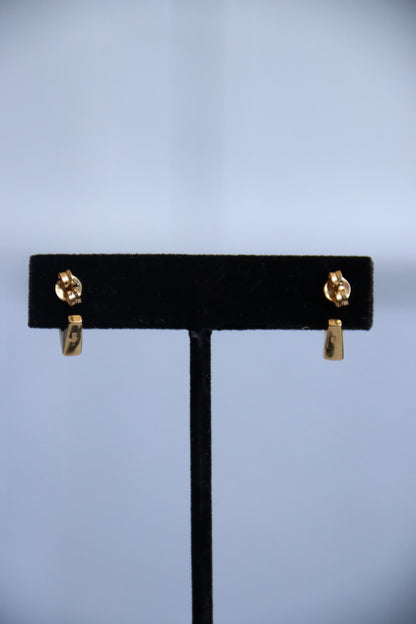 Yellow Gold Earrings with Diamonds - 14k