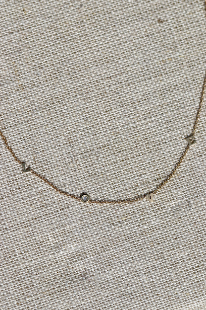 Zoe Chicco 14k Itty Bitty Scattered LOVE with Diamond Necklace