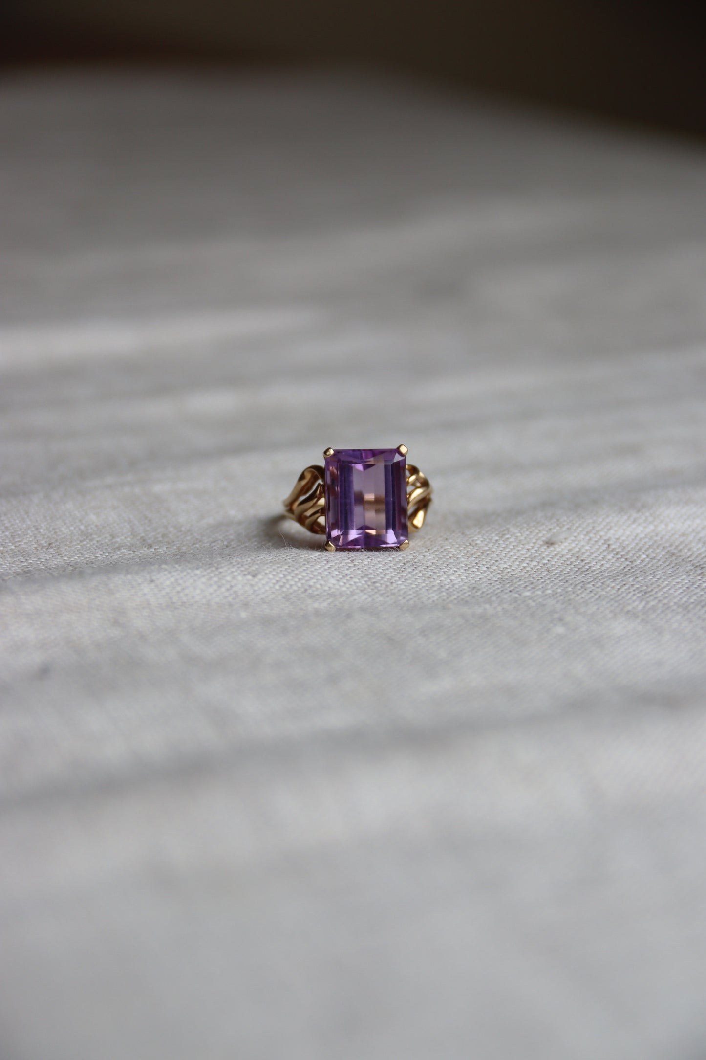 10K Amethyst Ring with Openwork Shoulders