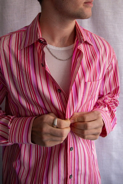 Mens Paul Smith Pink Striped Button Down Dress Shirt
