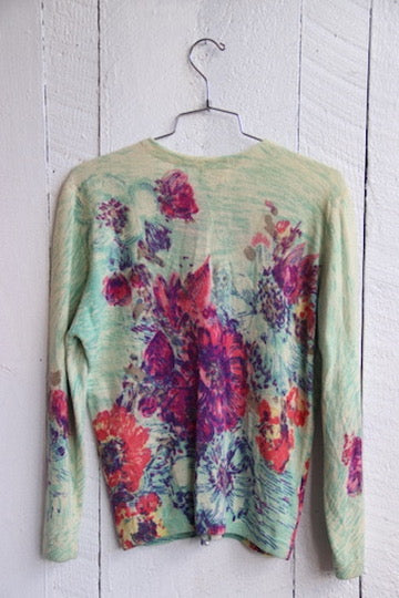 Vintage Floral Wool Sweater - S