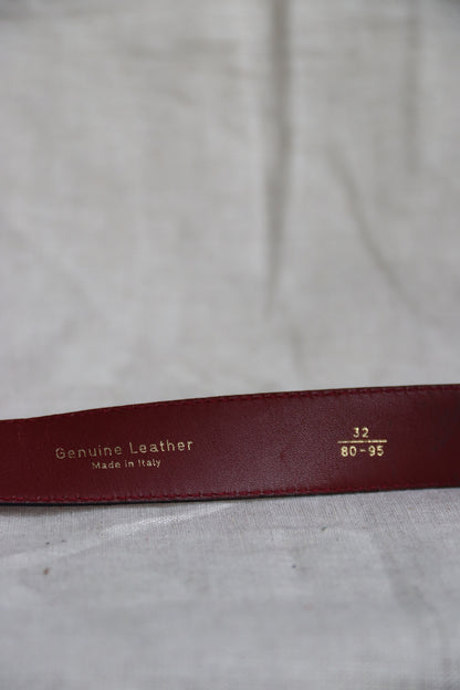 Red Leather Belt - 32