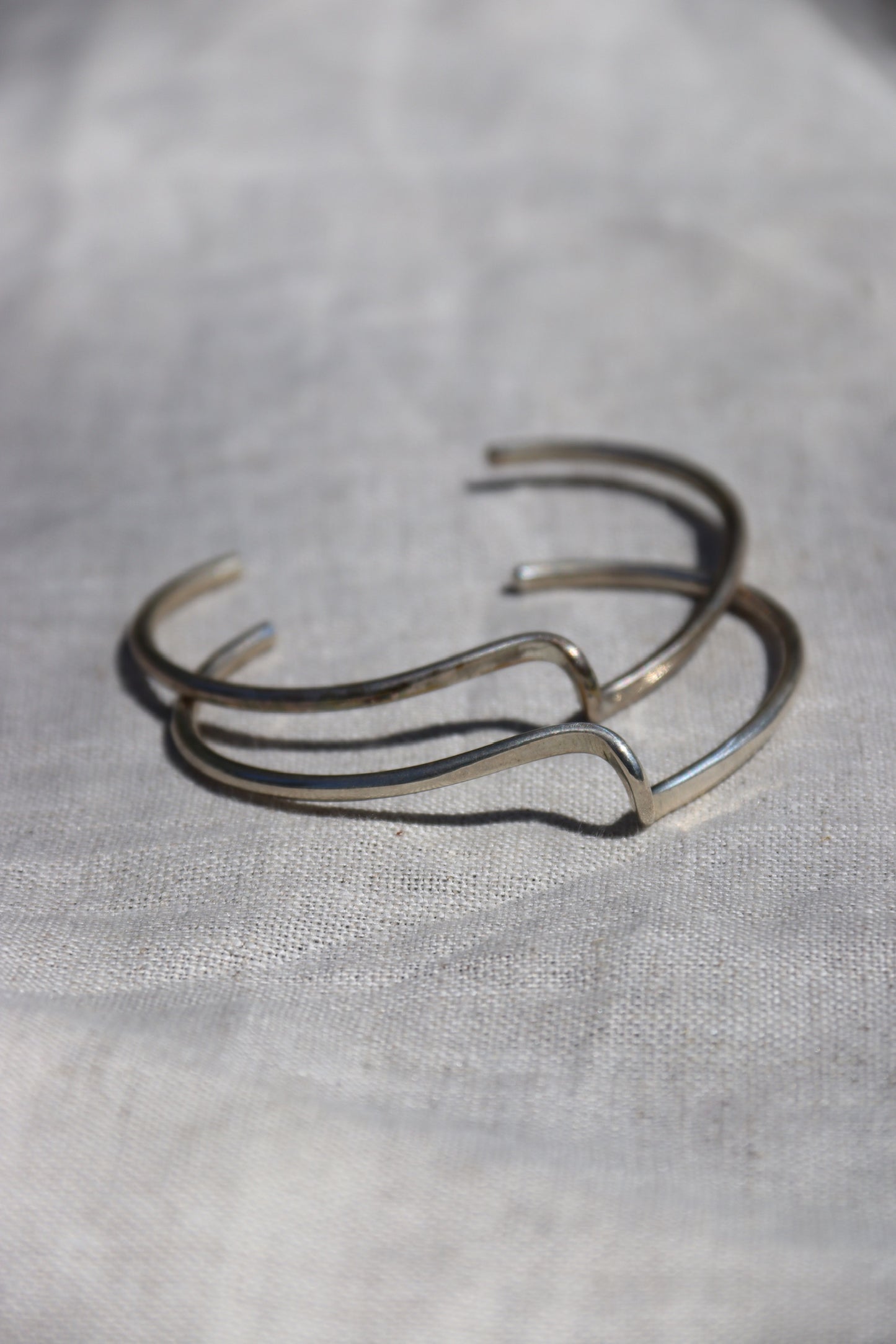 Set of Sterling Silver Wave Bracelets