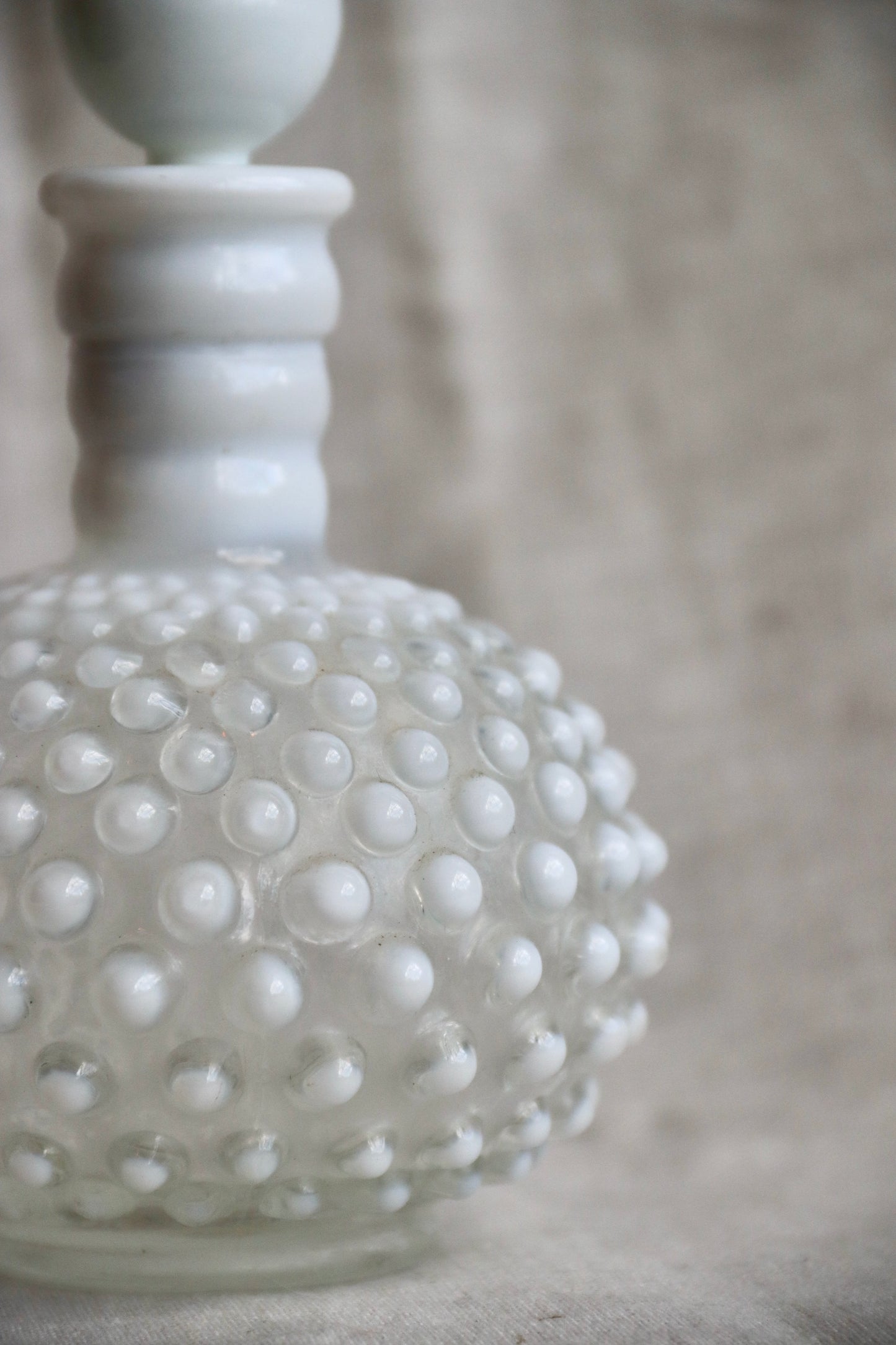 Vintage Fenton White Hobnail Decanter Perfume Bottle With Top