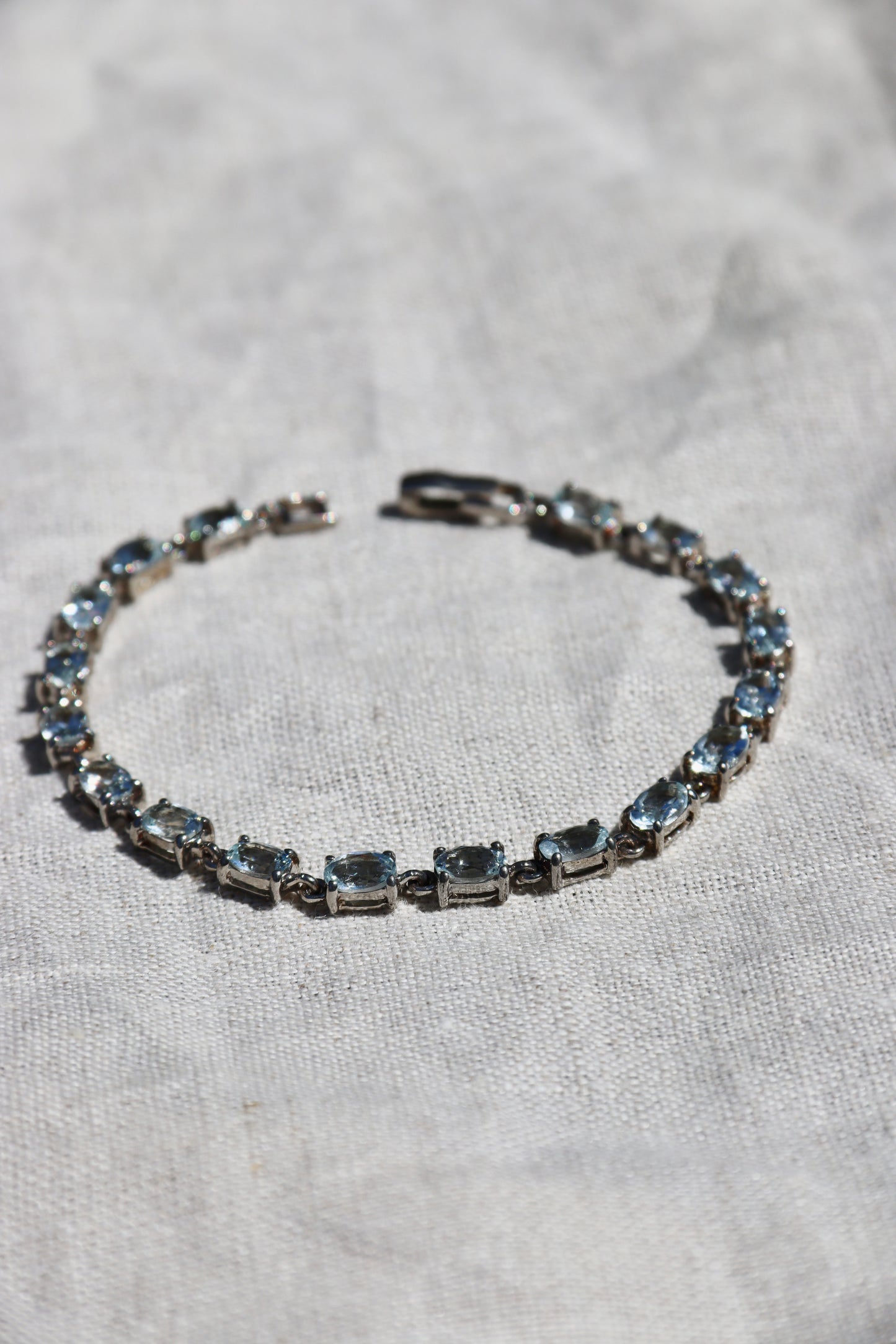 Sterling Silver Aquamarine Line Bracelet