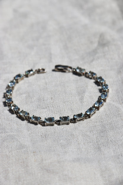 Sterling Silver Aquamarine Line Bracelet