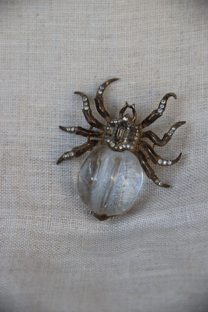 Trifari Sterling Silver Jelly Belly Spider Pin - as is