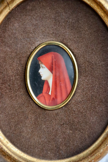 Woman in Scarlet Oval Framed Art