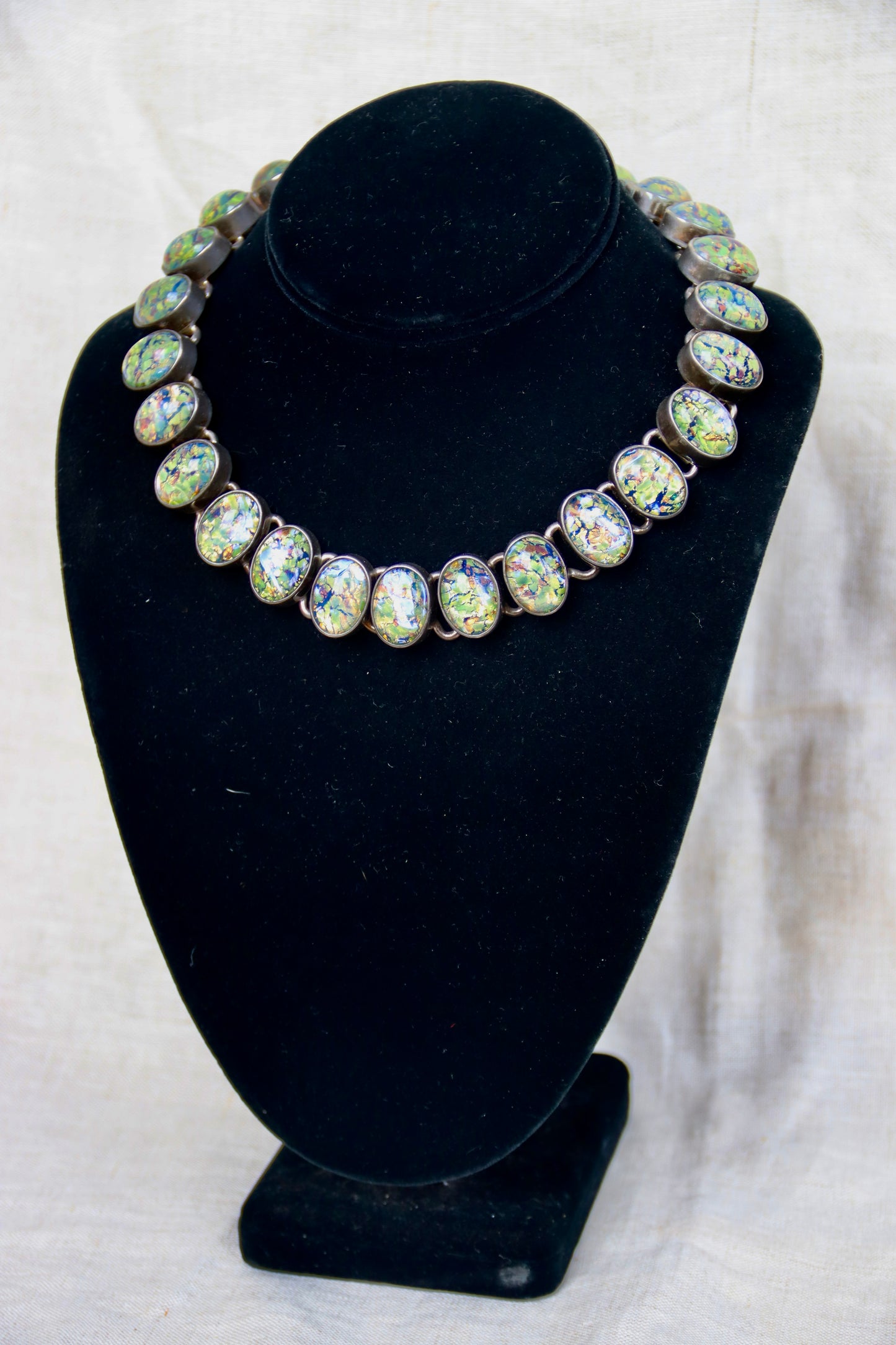 Vintage Dichroic Glass Cabochon Necklace