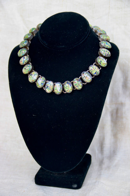 Vintage Dichroic Glass Cabochon Necklace
