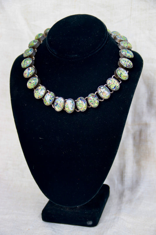 Vintage Dichroic Glass Cabochon Necklace