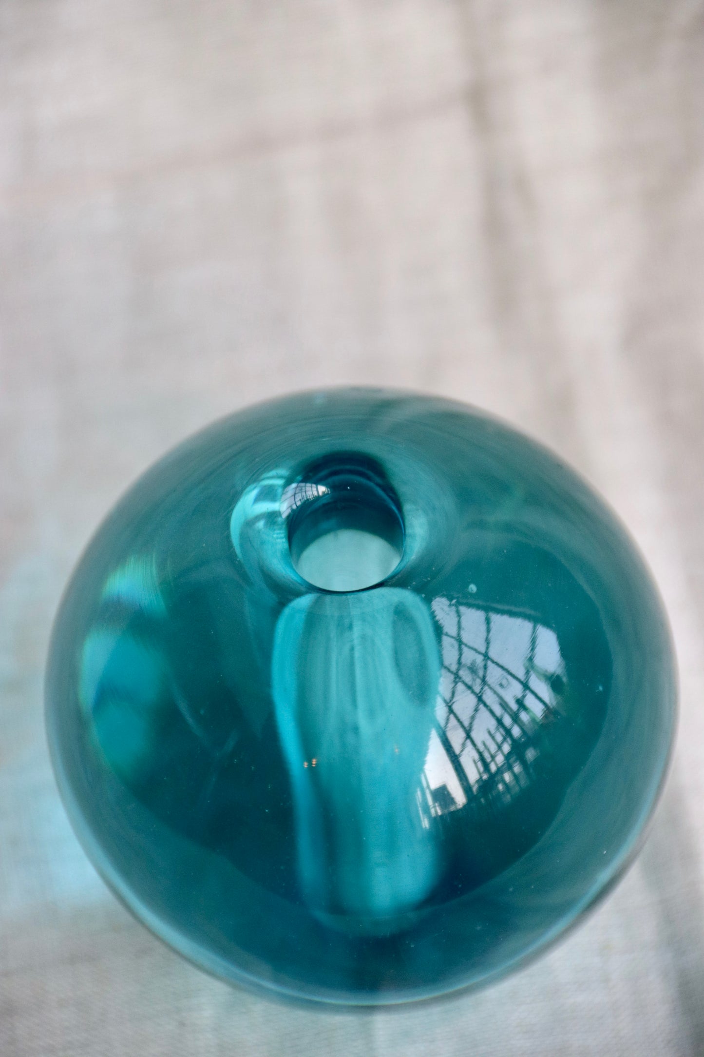 Round Blue Glass Bud Vase by Per Lütken for Holmegaard - Signed