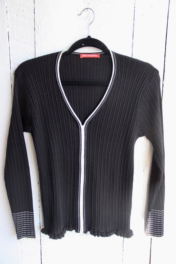 Alain Manoukian Black Sweater with White Stitching