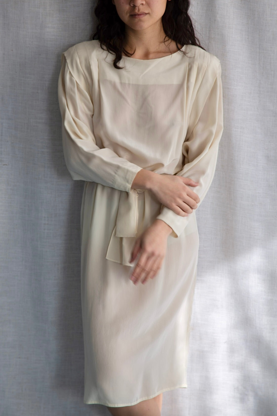 Vintage 80s Kristen Cream Silk Dress
