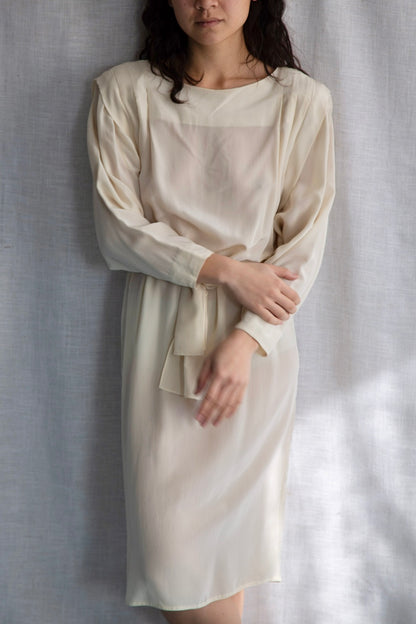 Vintage 80s Kristen Cream Silk Dress
