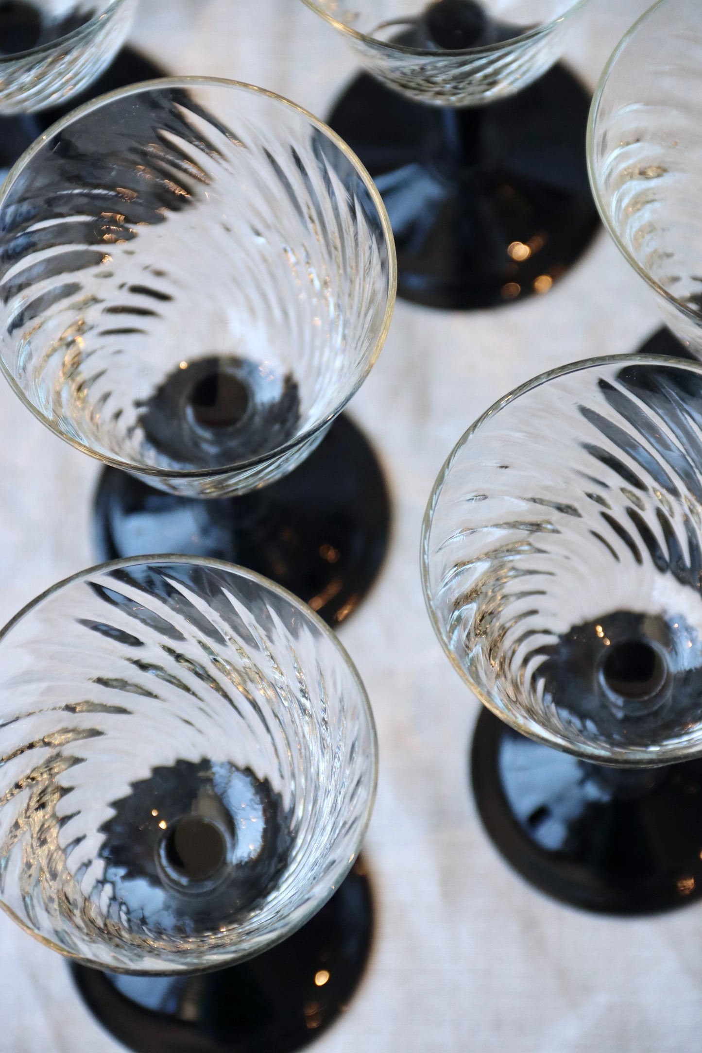 Set of 8 Black Stem Glasses