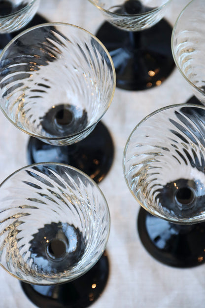 Set of 8 Black Stem Glasses