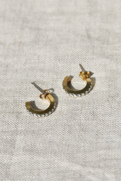 rhinestone gold tone hoop earrings