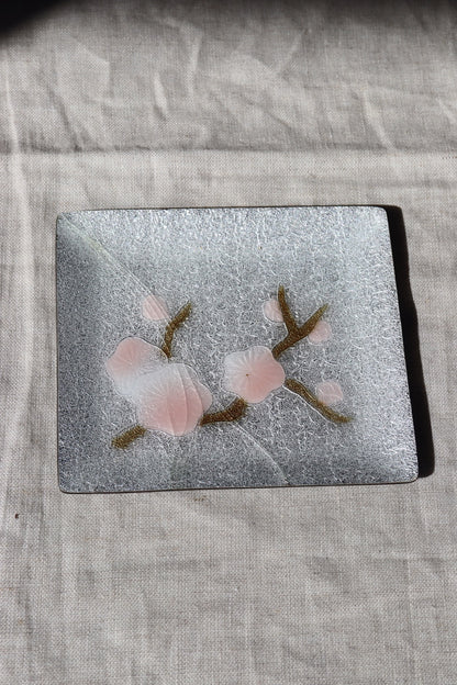 vintage Japanese Cherry Blossom Cloisonné Enamel Tray