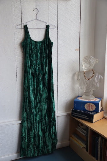 Vintage Handmade Green Crushed Velvet Dress