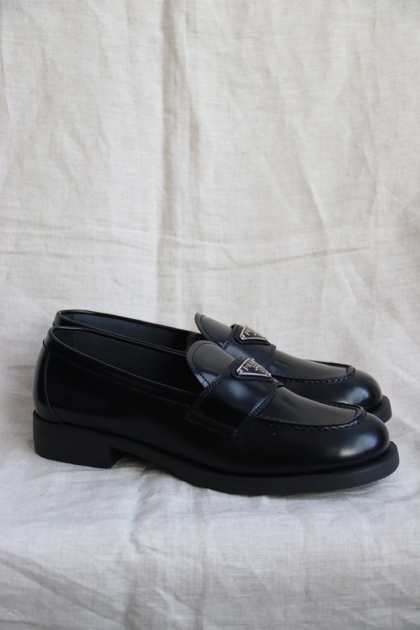 Prada Black Patent Leather Loafers - 7.5