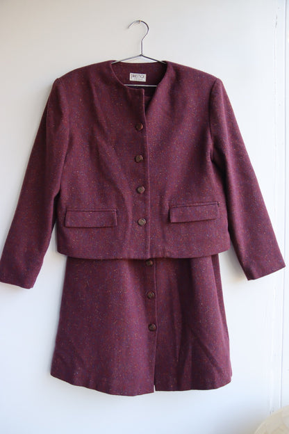 Prestige Purple Wool Skirt and Jacket Set