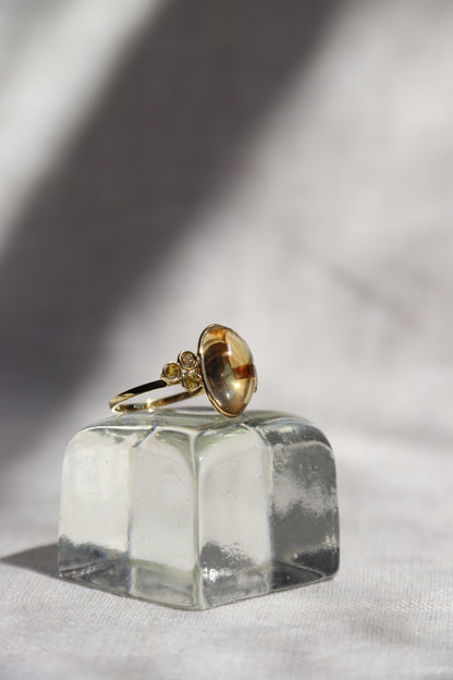 Quartz & Diamond Ring - 14K