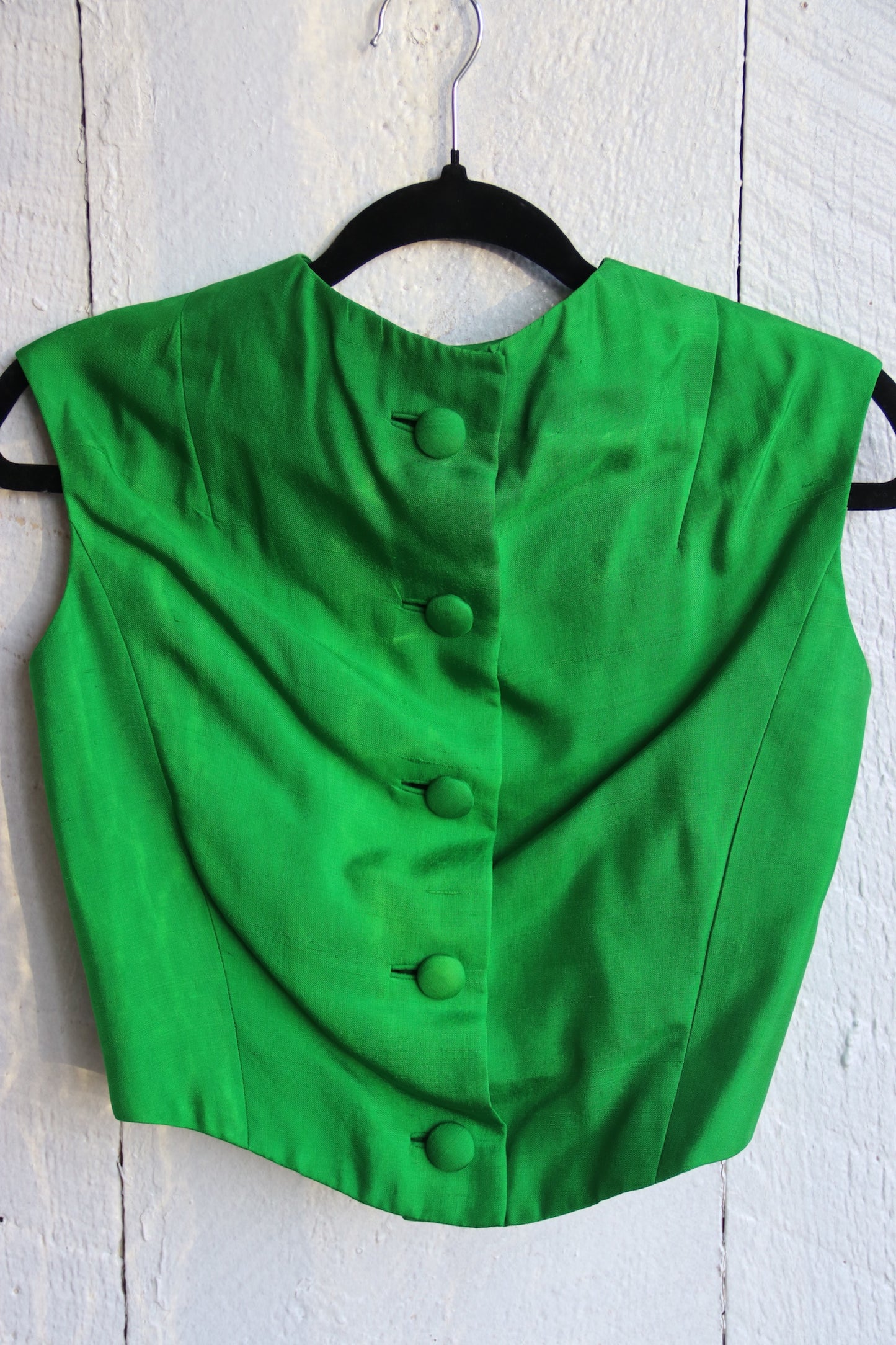 Vintage 60s Green and Cream Matching Jacket and Top Set