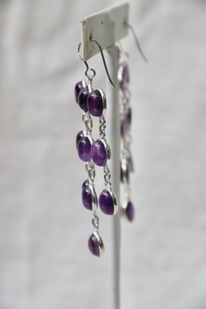 Sterling Silver Amethyst Chandelier Drop Earrings