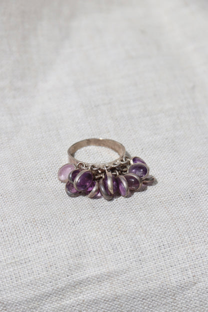 Sterling Silver Amethyst Drop Ring