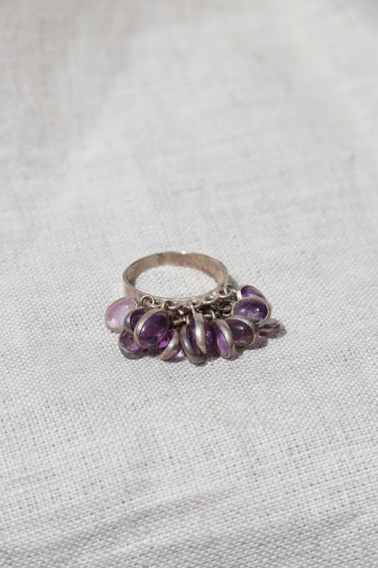 Sterling Silver Amethyst Drop Ring