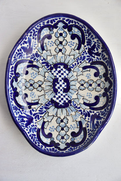 Vintage 70s Mexican Hand Painted Ceramic Platter