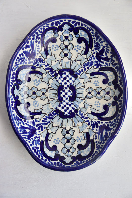 Vintage 70s Mexican Hand Painted Ceramic Platter