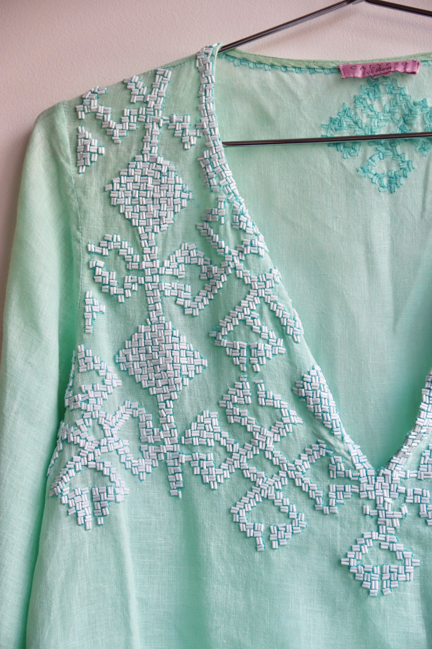 Calypso St. Barth Turquoise Beaded Top