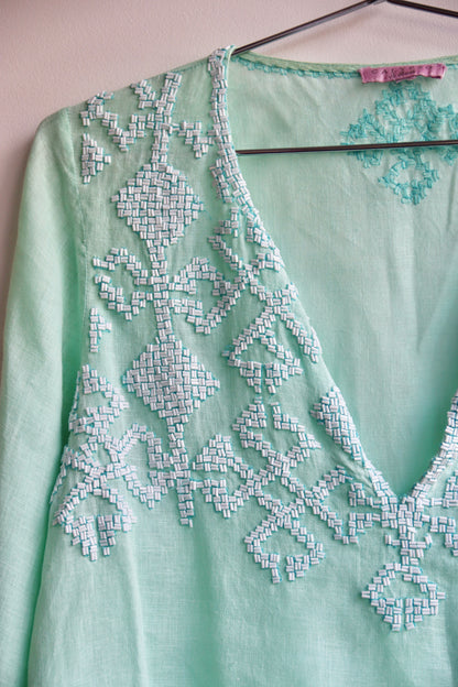 Calypso St. Barth Turquoise Beaded Top