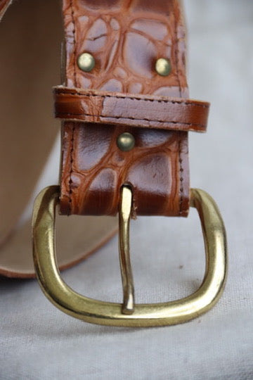 Brown Printed Leather Belt