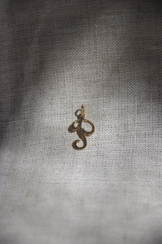 14K Gold "P" Initial Pendant