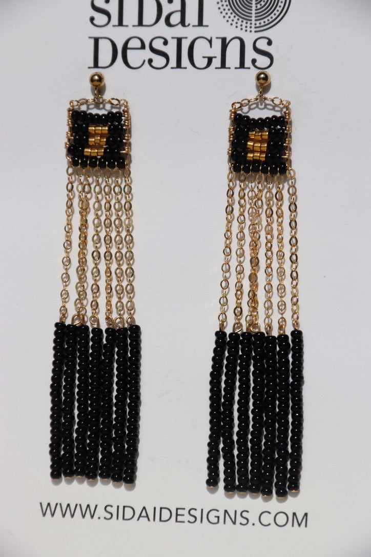 Sidai Designs Black Beaded Earrings