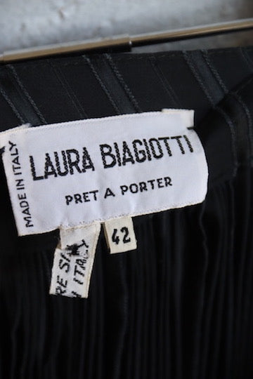 Laura Biagiotti Black Silk Pleated Skirt