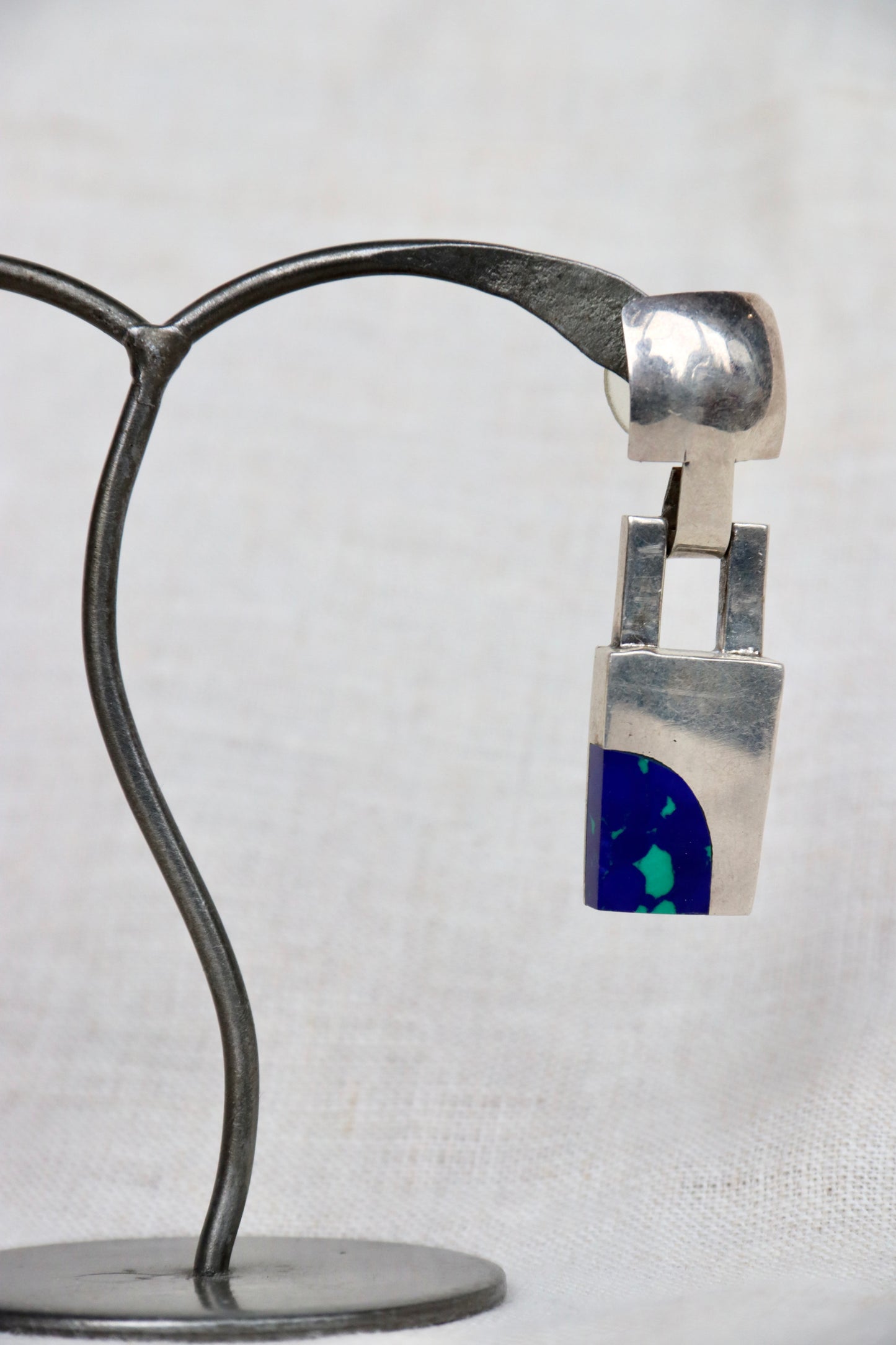 sterling silver inlay square drop earrings
