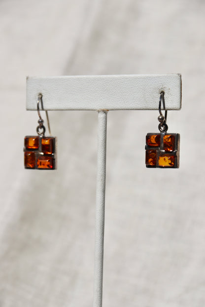 Sterling Silver Amber Earrings