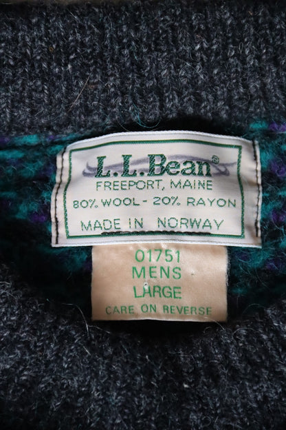 Vintage L. L. Bean Teal Birdseye Wool Sweater