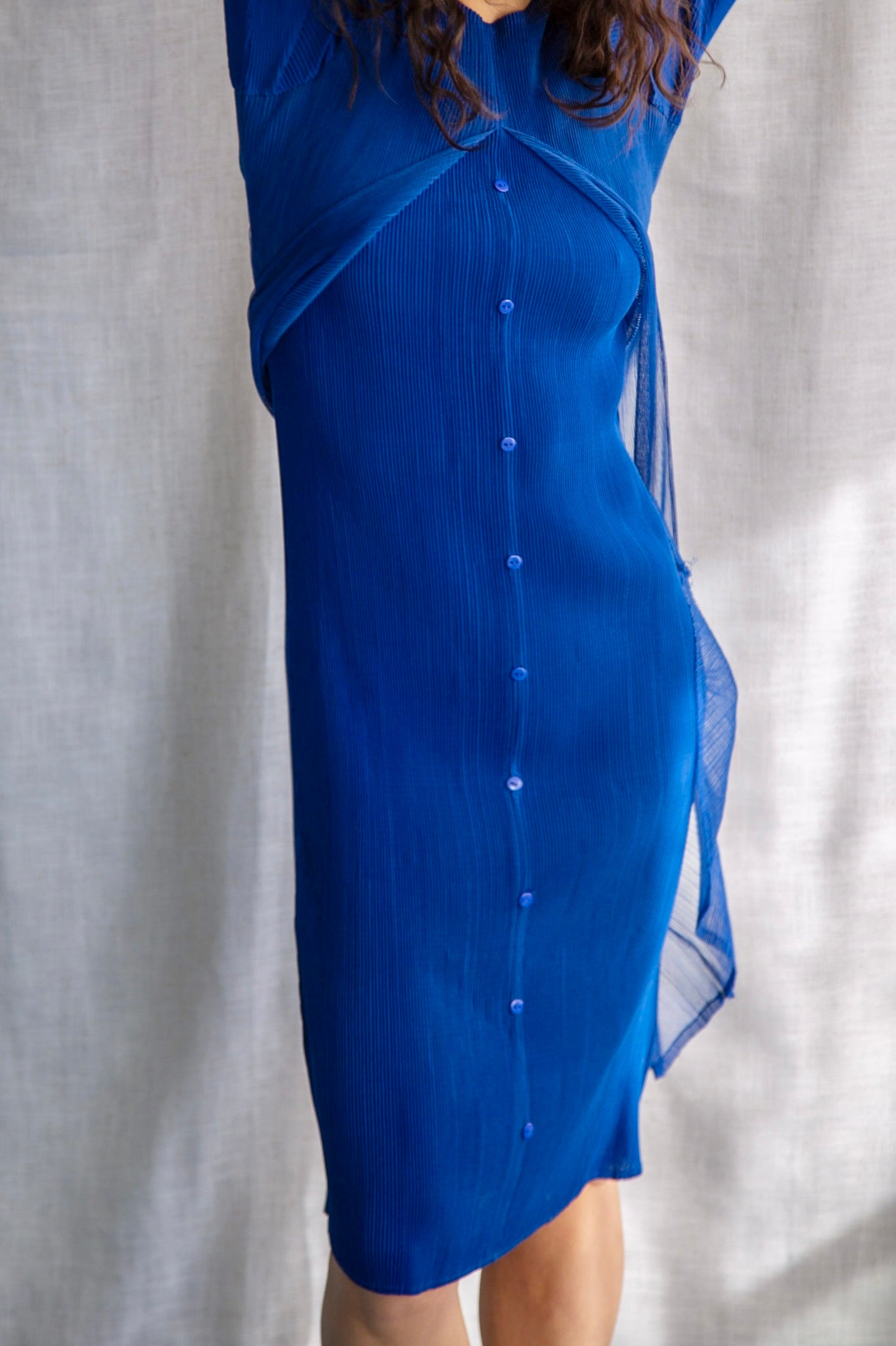 Blue Pleated Dress