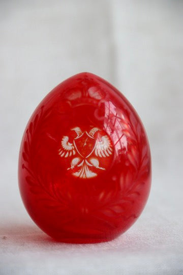 Red Cut Glass Egg