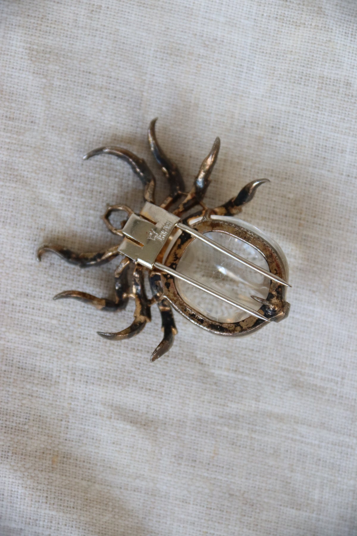Trifari Sterling Silver Jelly Belly Spider Pin - as is