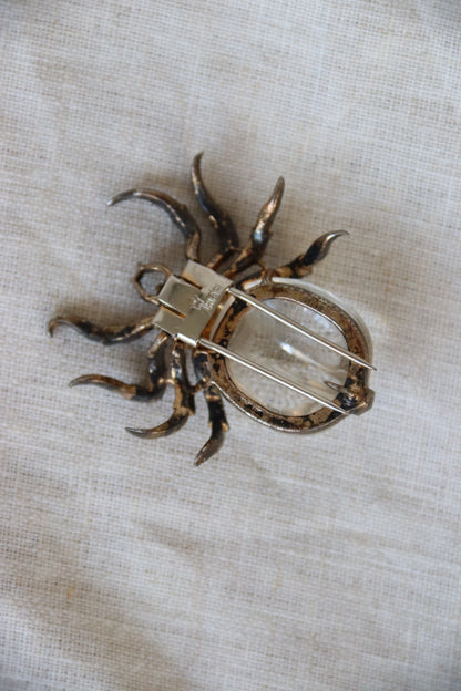 Trifari Sterling Silver Jelly Belly Spider Pin - as is
